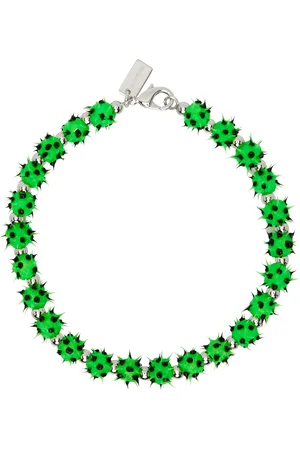 Balenciaga Ras-du-cou Malibu vert et argenté à breloques en silicone