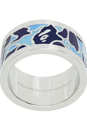 BAPE Bague argenté et bleu à motif camouflage ABC
