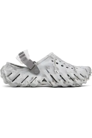 Crocs Sabots marbrés blanc et gris à semelle Echo
