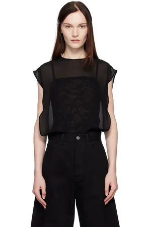 Alaïa Justaucorps noir en georgette