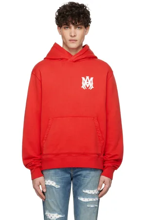 AMIRI Pull à capuche rouge à logo et à monogramme - Core