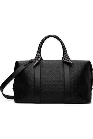 AMIRI Sac de sport noir en cuir à motif à quadrigrammes