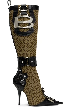 Balenciaga Bottes hautes Essex 110 beige et noir