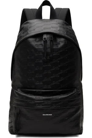 Balenciaga Sac à dos noir à motif à monogrammes BB