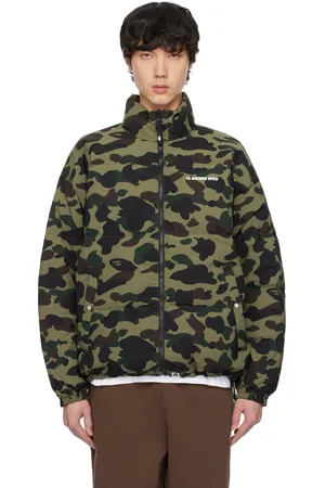 BAPE Blouson réversible kaki rembourré en duvet à motif 1st Camo