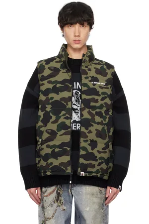 BAPE Veste réversible kaki rembourrée en duvet à motif 1st Camo