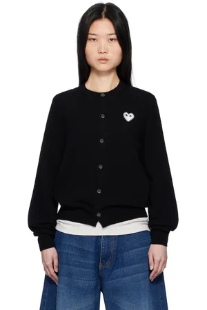 Comme des Garçons Cardigan noir à écusson à logo blanc