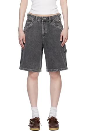 DIME Short noir en denim à logo