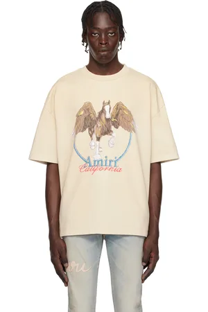 AMIRI T-shirt beige à image de Pégase et à effet délavé rétro