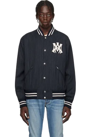 AMIRI Blouson aviateur bleu marine à logo Hollywood et à rayures fines