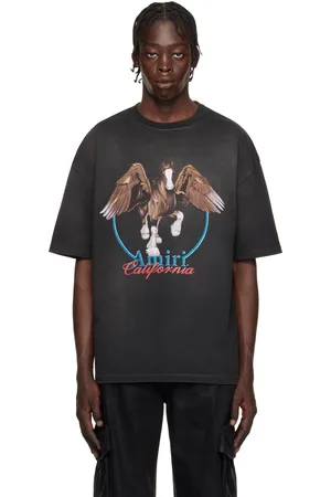 AMIRI T-shirt noir à image de Pégase et à effet délavé rétro
