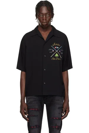 AMIRI Chemise de bowling noire à images à logo