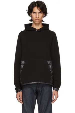 Moncler Pull à capuche noir Maglia à panneaux rembourrés en duvet