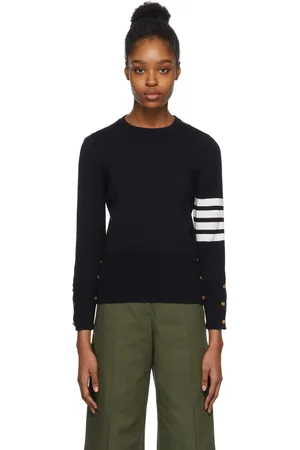 Thom Browne Pull bleu marine en point de milan