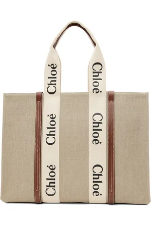 Chloé Grand cabas beige et brun à garniture Woody