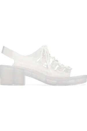 Bottega Veneta Sandales à talon bottier Pudding Jelly blanc cassé