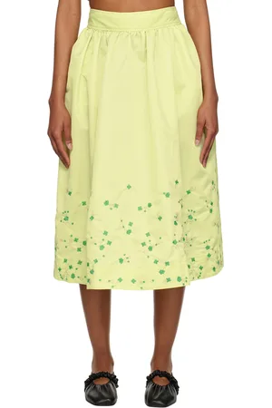Ganni Jupe midi verte exclusive à SSENSE