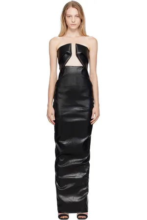 Rick Owens Robe longue Prong noire en denim
