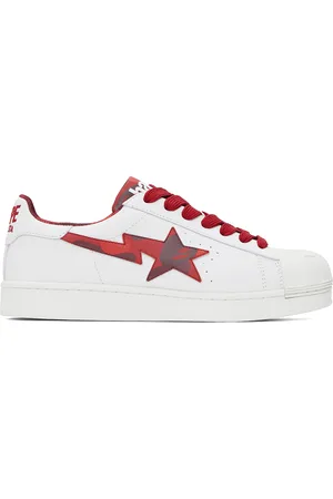 BAPE Baskets Skull blanc et rouge à étoiles emblématiques