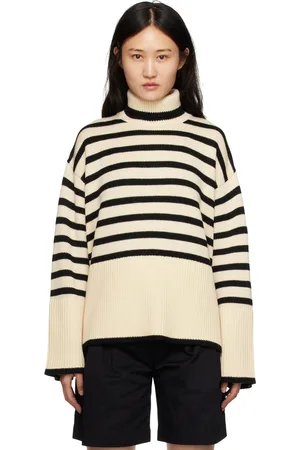 Totême Col roulé beige à rayures