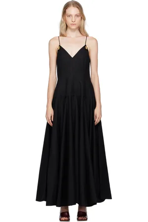Bottega Veneta Robe longue noire à ornements en forme de goutte
