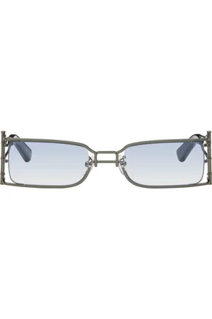 Feng Chen Wang Lunettes de soleil sculpturales gris acier exclusives à SSENSE