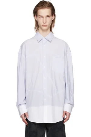 Feng Chen Wang Chemise bleu et blanc à panneaux