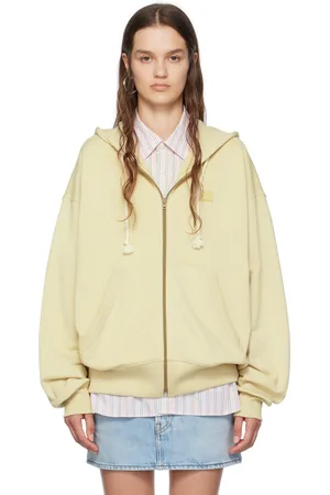 Acne Studios Pull à capuche jaune à glissière
