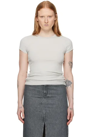 Filippa K T-shirt gris en jersey côtelé