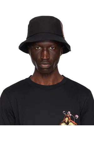 Paul Smith Chapeau bob noir en lin à garniture à rayures emblématiques