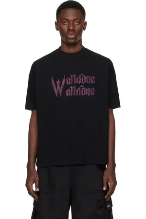 We11 Done T-shirt noir à logo modifié à ornements facettés