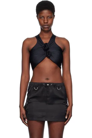 COPERNI Débardeur noir à ornements floraux noués