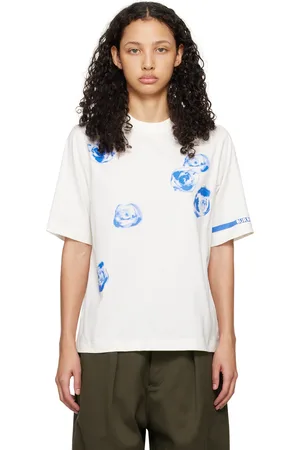 Burberry T-shirt blanc cassé à images de rose