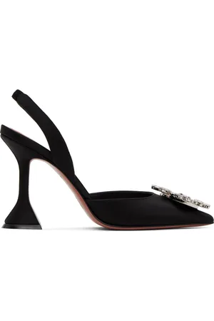 Amina Muaddi Chaussures à talon sablier Begum noires à bride arrière