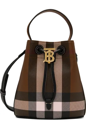 Burberry Mini sac seau brun à monogramme TB