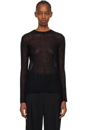 Kenzo Pull noir en tricot semi-transparent à écusson à logo