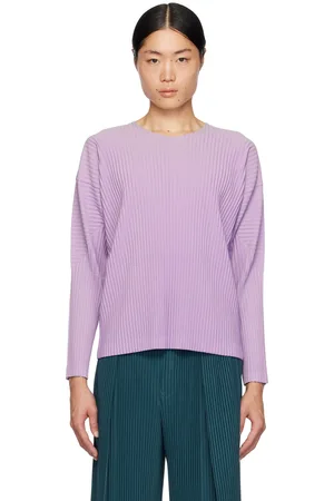 Issey Miyake T-shirt à manches chauvesouris longues mauve