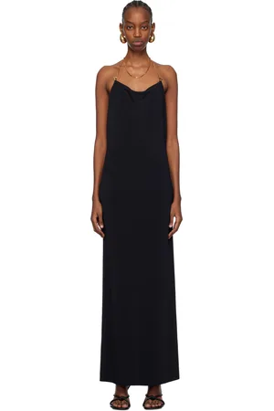 Bottega Veneta Robe longue noire à bretelles en chaine