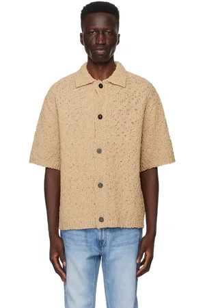 WOOYOUNGMI Cardigan brun clair en tricot à mailles ouvertes