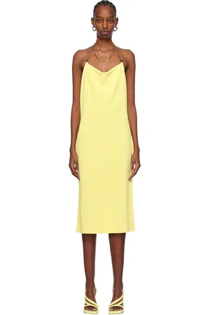 Bottega Veneta Robe midi jaune à corsage bain de soleil en chaine