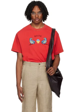 BODE T-shirt rouge à images de perruche