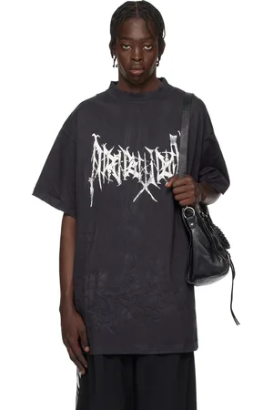Balenciaga T-shirt surdimensionné noir à logos de style métal
