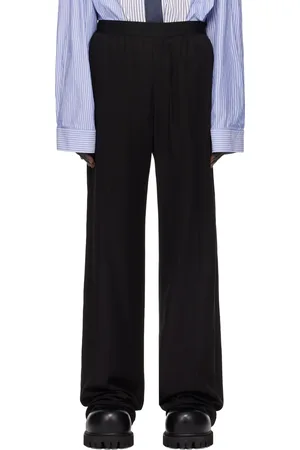 Balenciaga Pantalon décontracté noir en popeline à taille élastique