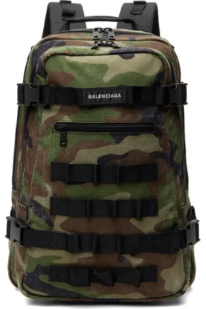 Balenciaga Sac à dos Army Space vert et brun à motif camouflage