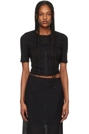 AMOMENTO Ensemble de t-shirt et cardigan étagé noir