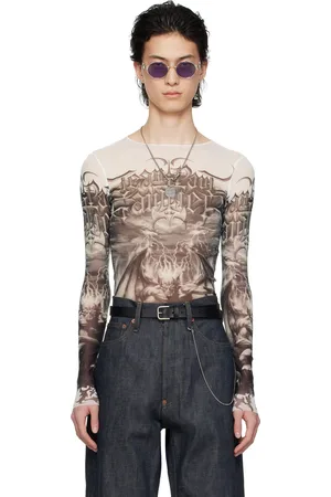 Jean Paul Gaultier T-shirt à manches longues noir et blanc à images à logo - Très Gaultier