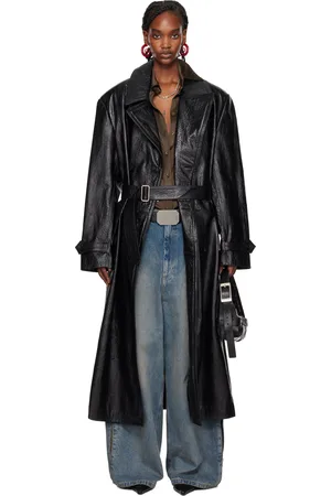 LU’U DAN Manteau Jiman noir en cuir
