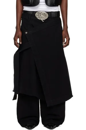 LU’U DAN Jupe de style tablier noire en denim