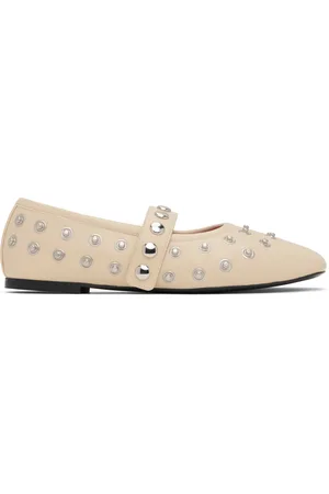 Stella McCartney Ballerines beiges à clous de style bouton-pression - Ryder