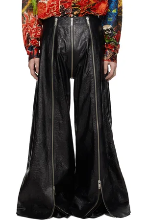 LU’U DAN Pantalon Flight noir en cuir
